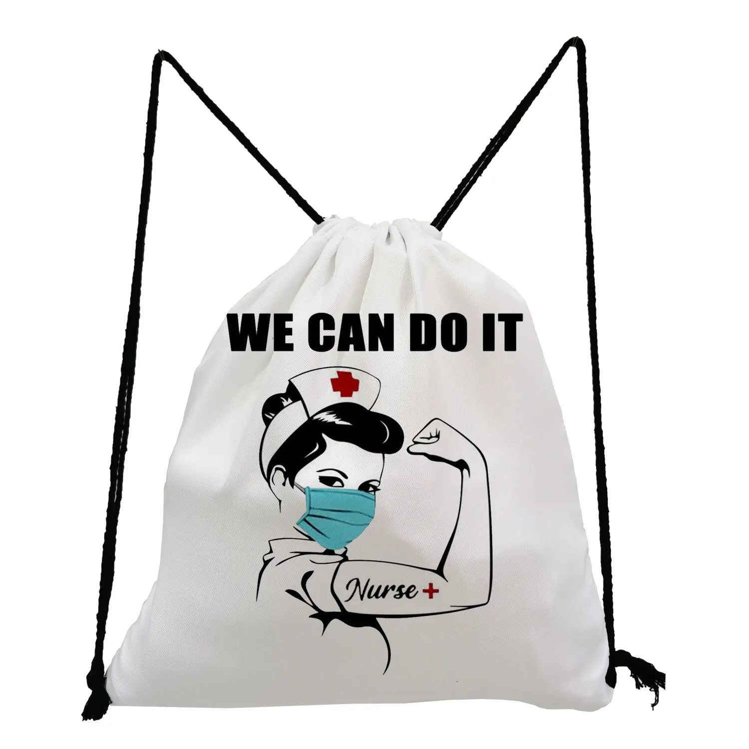 Portable Drawstring Backpack for Students with CAN DO IT Print