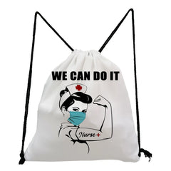 Portable Drawstring Backpack for Students with CAN DO IT Print