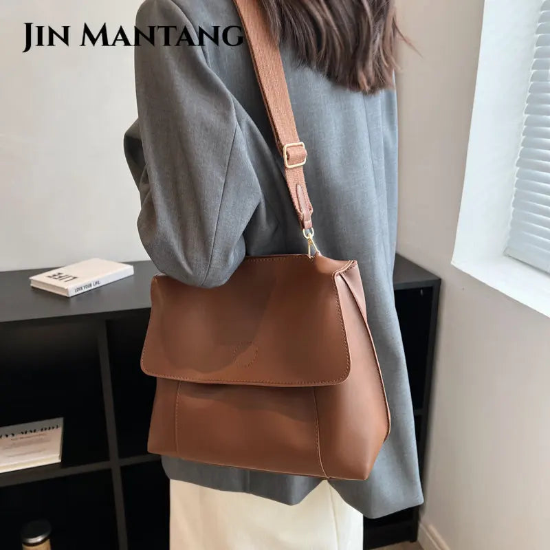 Vintage High Bucket Crossbody Bag for Women