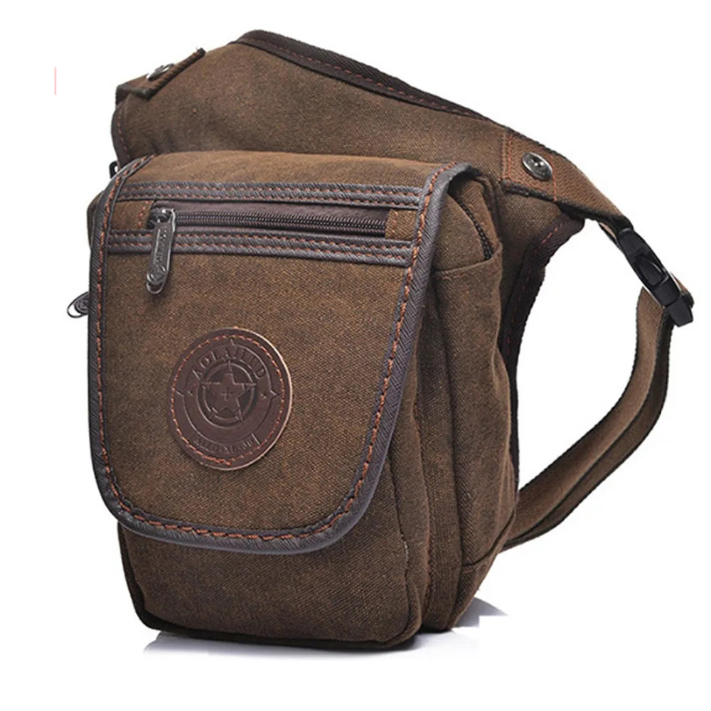 Canvas Men Drop Leg Bag Military Motorcycle Travel Male Waist Fanny Pack