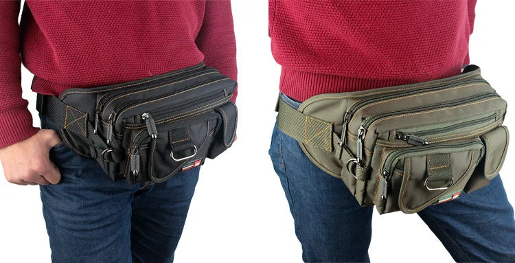 Casual Canvas Messenger Bags Waist Packs Men Portable Vintage Waist Bags