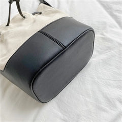 Korean Style Canvas Bucket Bag with Tassel - Crossbody Shoulder Handbag
