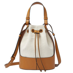 Korean Style Canvas Bucket Bag with Tassel - Crossbody Shoulder Handbag