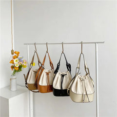 Korean Style Canvas Bucket Bag with Tassel - Crossbody Shoulder Handbag