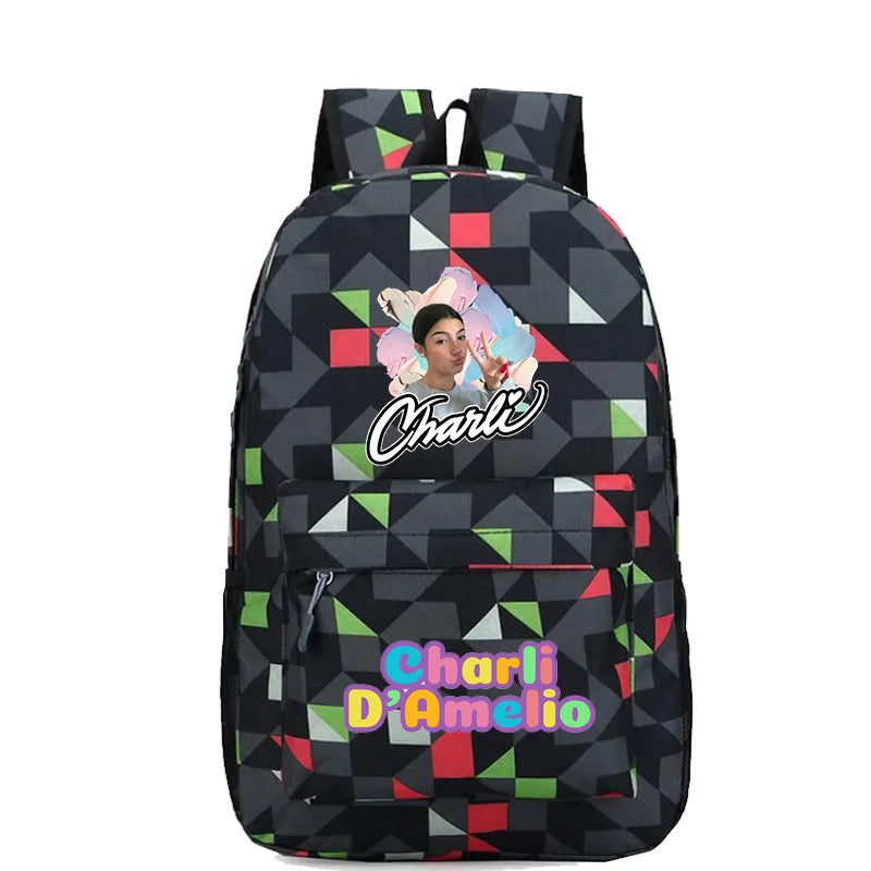 Charli Damelio Canvas Backpack Children Bookbag Teen Girls School Bag