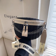 Straw Women Shoulder Crossbody Waist Bag Female Belt Bags