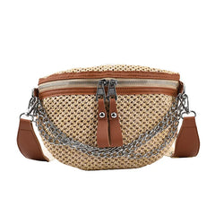 Straw Women Shoulder Crossbody Waist Bag Female Belt Bags