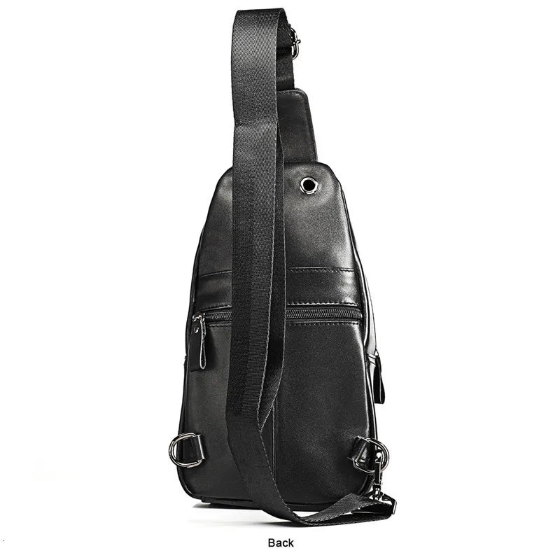 Cow Leather Chest Pack Backbag Man Crossbody Bag