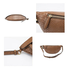 High Chest Bag Women Leather Serpentine Waist Bag Retro Snak skin Shouder Bag