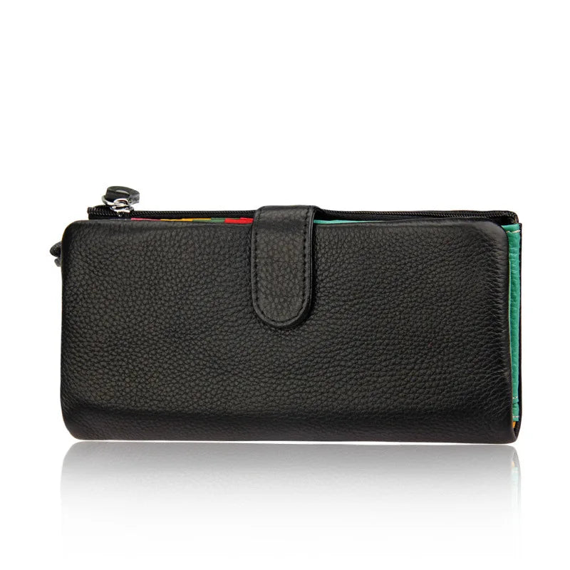 High Cow Leather Wallets Female Long Wallet Women Zipper Purse Money Bag