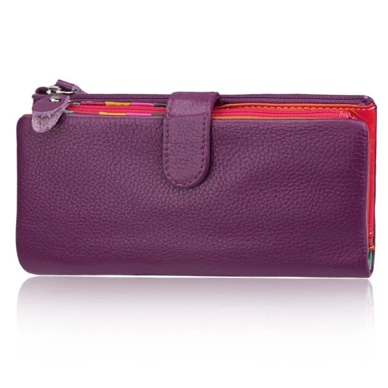 High Cow Leather Wallets Female Long Wallet Women Zipper Purse Money Bag