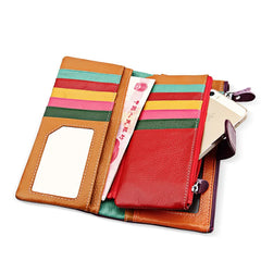 High Cow Leather Wallets Female Long Wallet Women Zipper Purse Money Bag