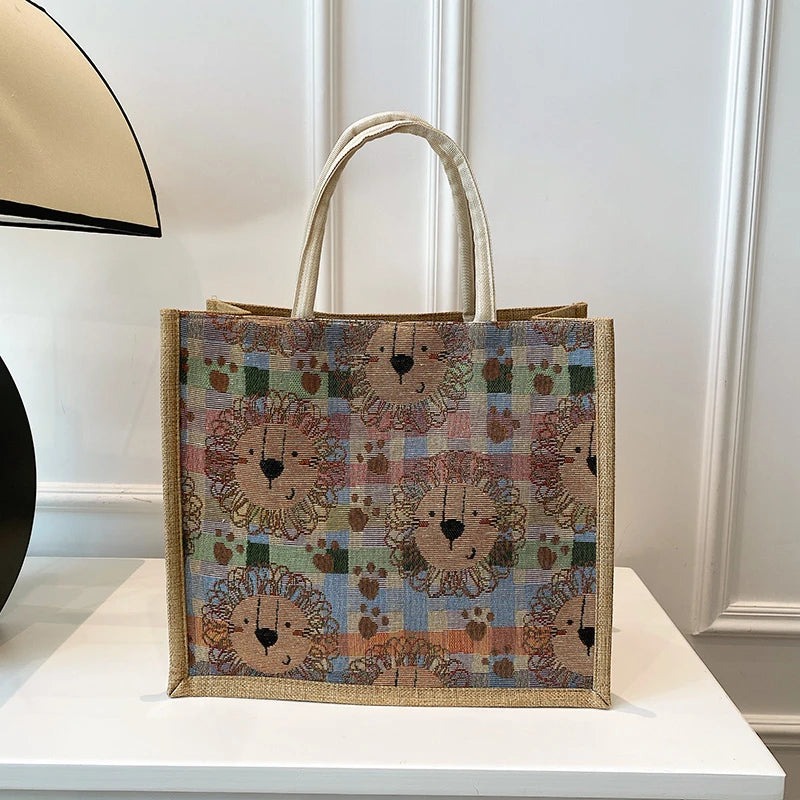 High Natural Recycled Tote Bags Jute Shopping Gift Bag Women Purse and Handbags