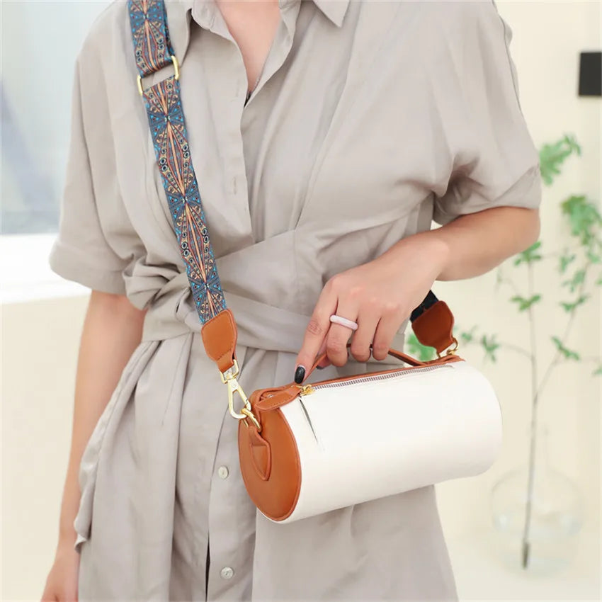 Oil Wax Leather Crossbody Purse Wide Strap Handbag for Women