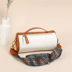Oil Wax Leather Crossbody Purse Wide Strap Handbag for Women