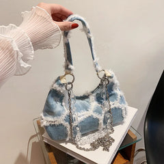 High Denim Bags Women Underarm Shoulder Bag Chain Messenger Bag