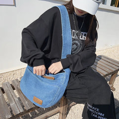 High Denim Shoulder Bag Large Messenger Bags Girls Cross Body Schoolbag