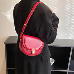 Vintage Wine Red Leather Crossbody Bag for Women