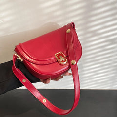 Vintage Wine Red Leather Crossbody Bag for Women