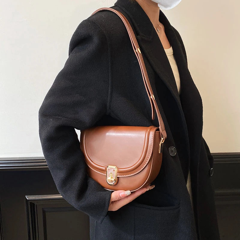 Vintage Wine Red Leather Crossbody Bag for Women