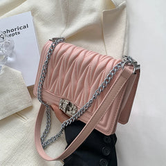 High Embroidery Thread Chain Shoulder Bag Small Square Crossbody Purse