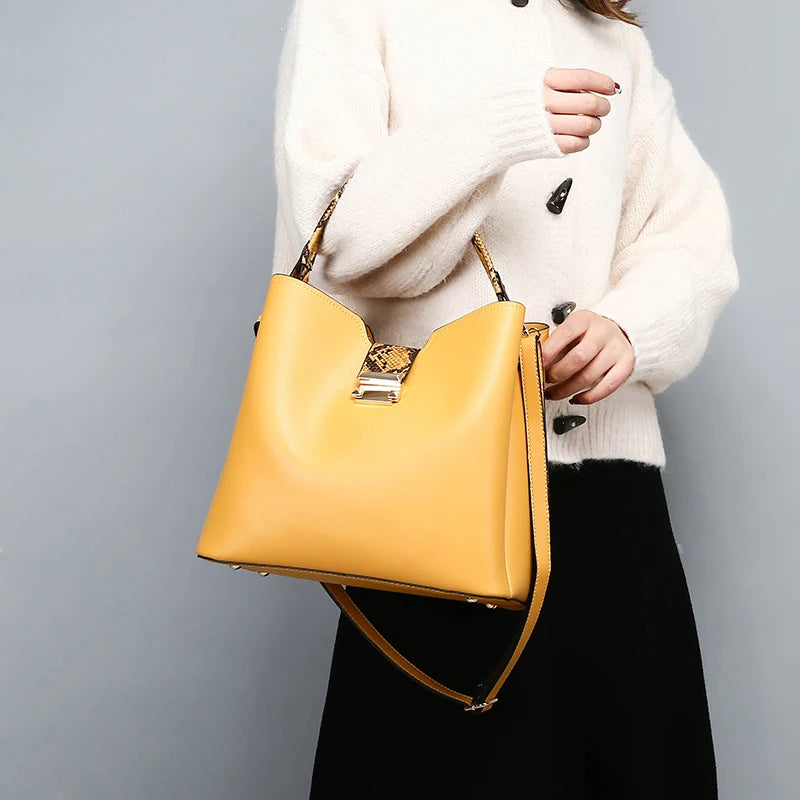 Stylish Crossbody Bag for Women PU Leather Shoulder Bucket Satchel