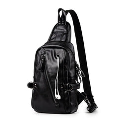 Men's High Style PU Leather Chest Bag Solid Shoulder Bag