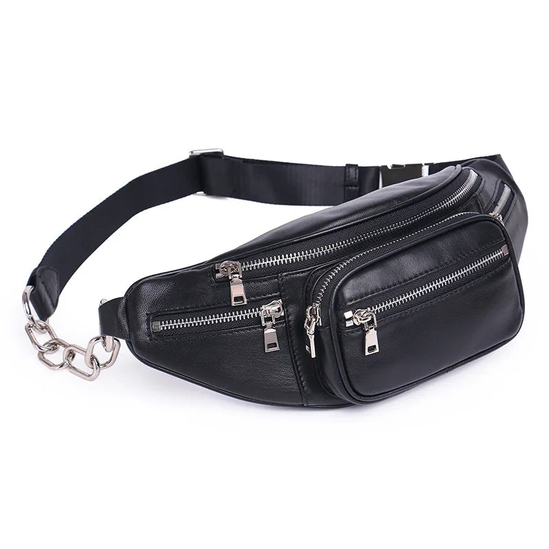 PU Chain Waist Bag Bananka Travel Leisure Fanny Pack Men And Women