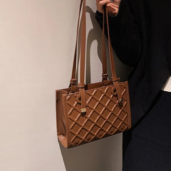 High Pu Shoulder Bag for Women High-End Lingge Handbag Casual