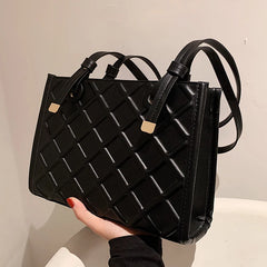 High Pu Shoulder Bag for Women High-End Lingge Handbag Casual