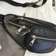 Women Chest Crossbody Bag Wide Strap Soft Leather Shoulder Bag