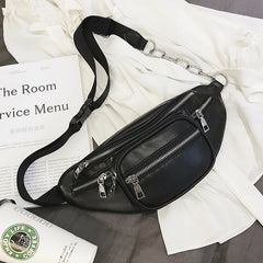 Women Chest Crossbody Bag Wide Strap Soft Leather Shoulder Bag