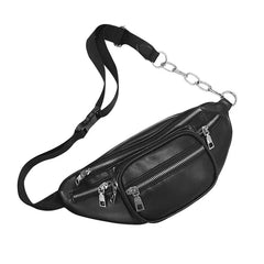 Women Chest Crossbody Bag Wide Strap Soft Leather Shoulder Bag
