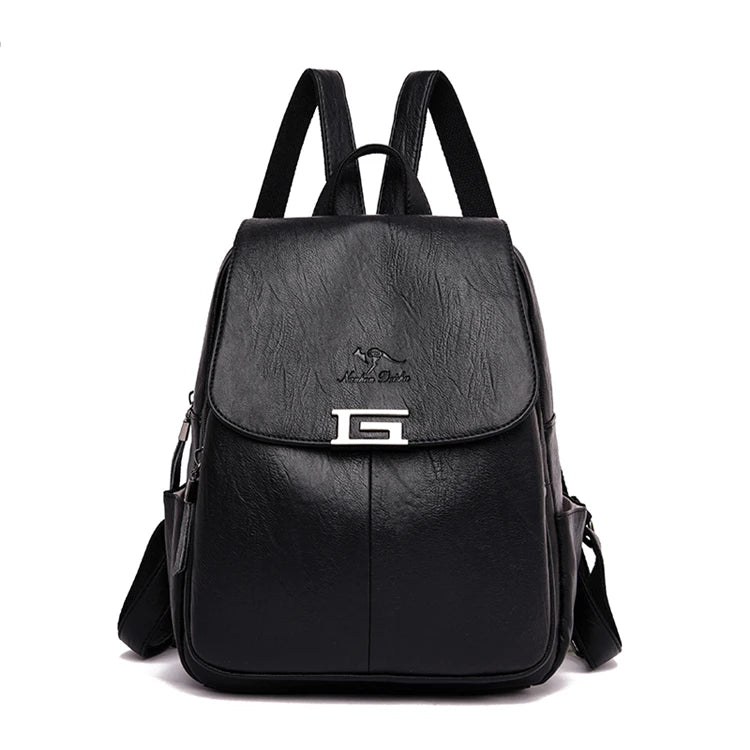 Women Leather Travel Backpack Vintage Ladies Shoulder Bag Multifunction