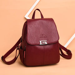 Women Leather Travel Backpack Vintage Ladies Shoulder Bag Multifunction