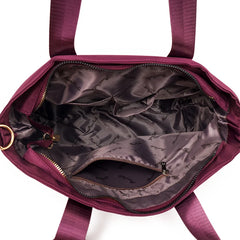 Women's Nylon Shoulder Crossbody Bag Top-Handle Tote Messenger Bag Purple