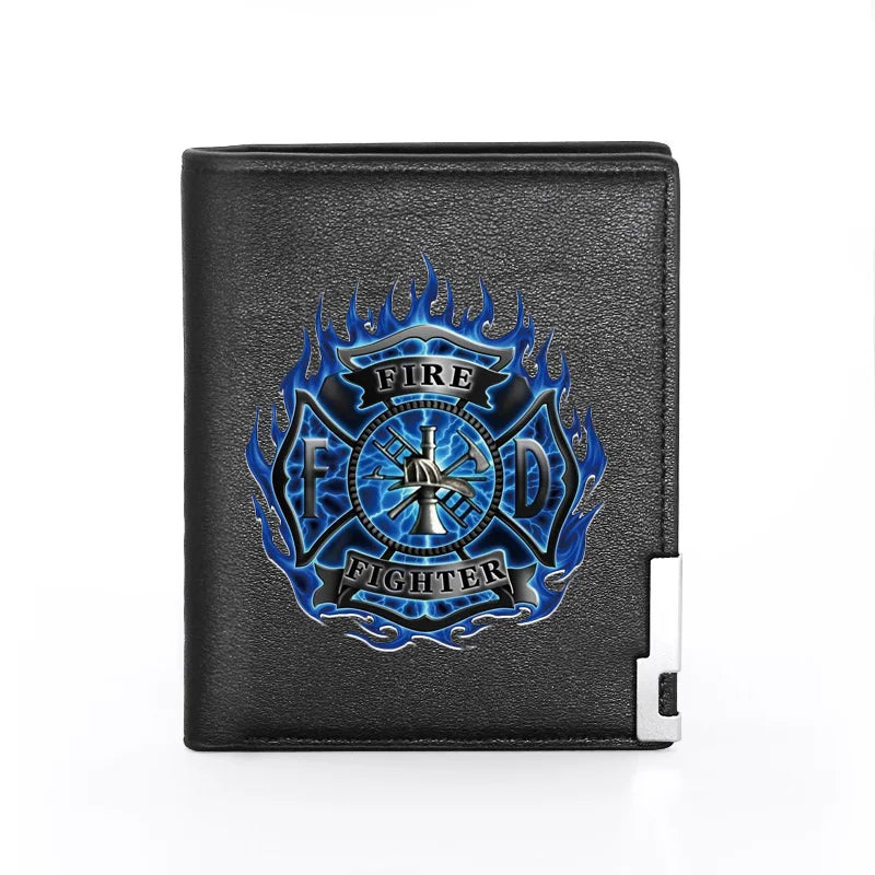Firefighter Rescue Control Leather Wallet Billfold Slim Credit Card/ID Holders