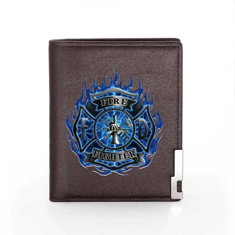 Firefighter Rescue Control Leather Wallet Billfold Slim Credit Card/ID Holders
