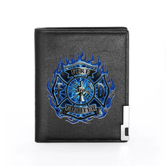 Firefighter Rescue Control Leather Wallet Billfold Slim Credit Card/ID Holders