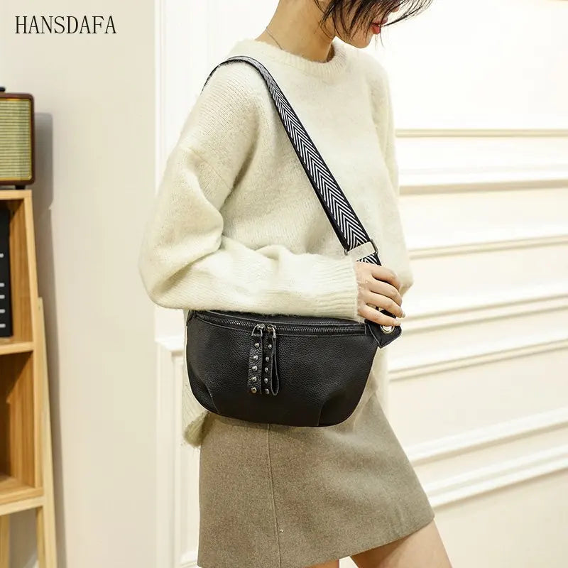 High First layer cowhide Women Handbag 100% Leather Ladies Shoulder Bag Chain