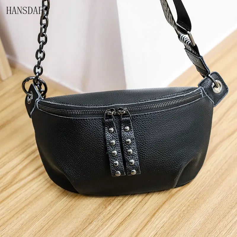 High First layer cowhide Women Handbag 100% Leather Ladies Shoulder Bag Chain