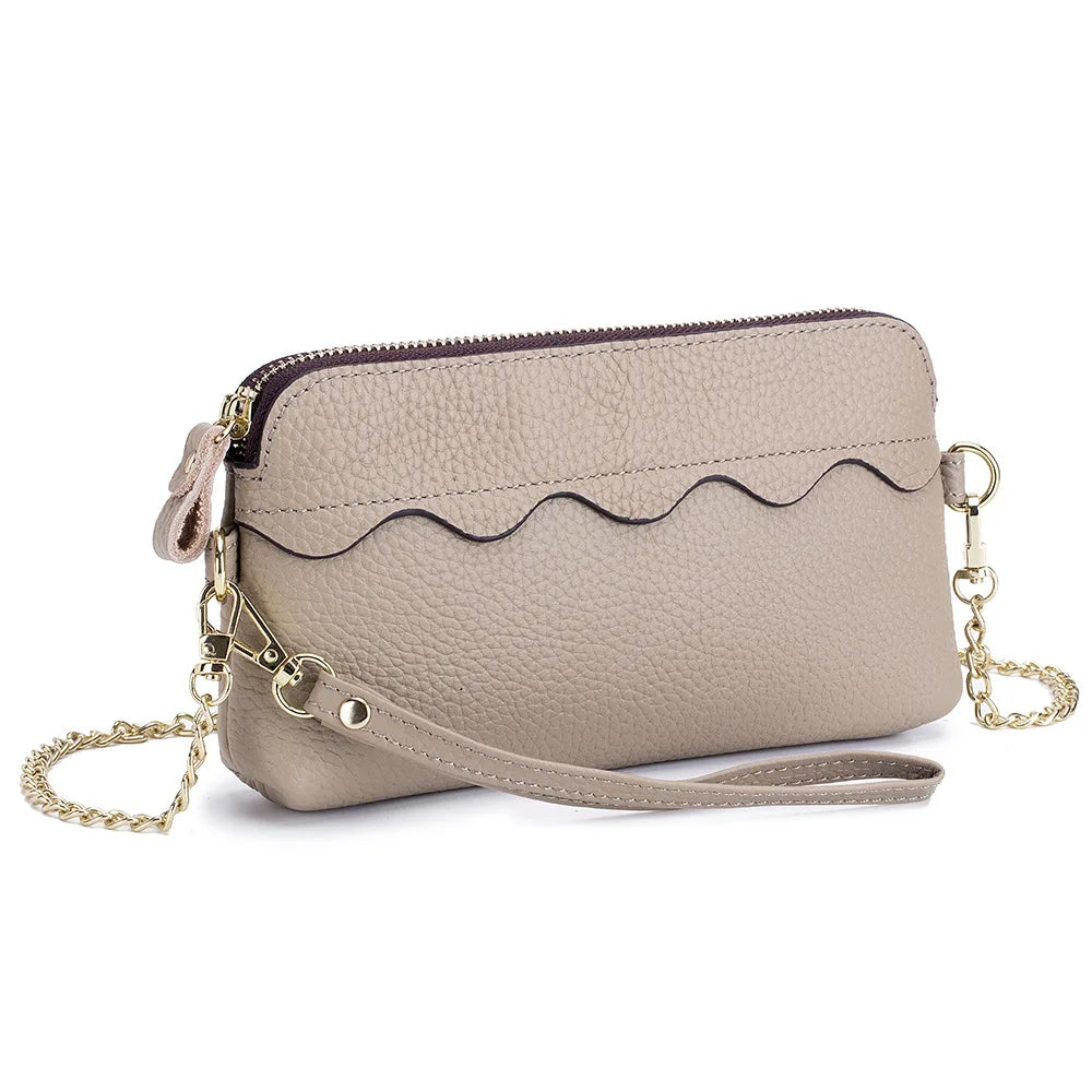 High Full Grain Cowhide Leather Large Capacity Wristlet Phone Case