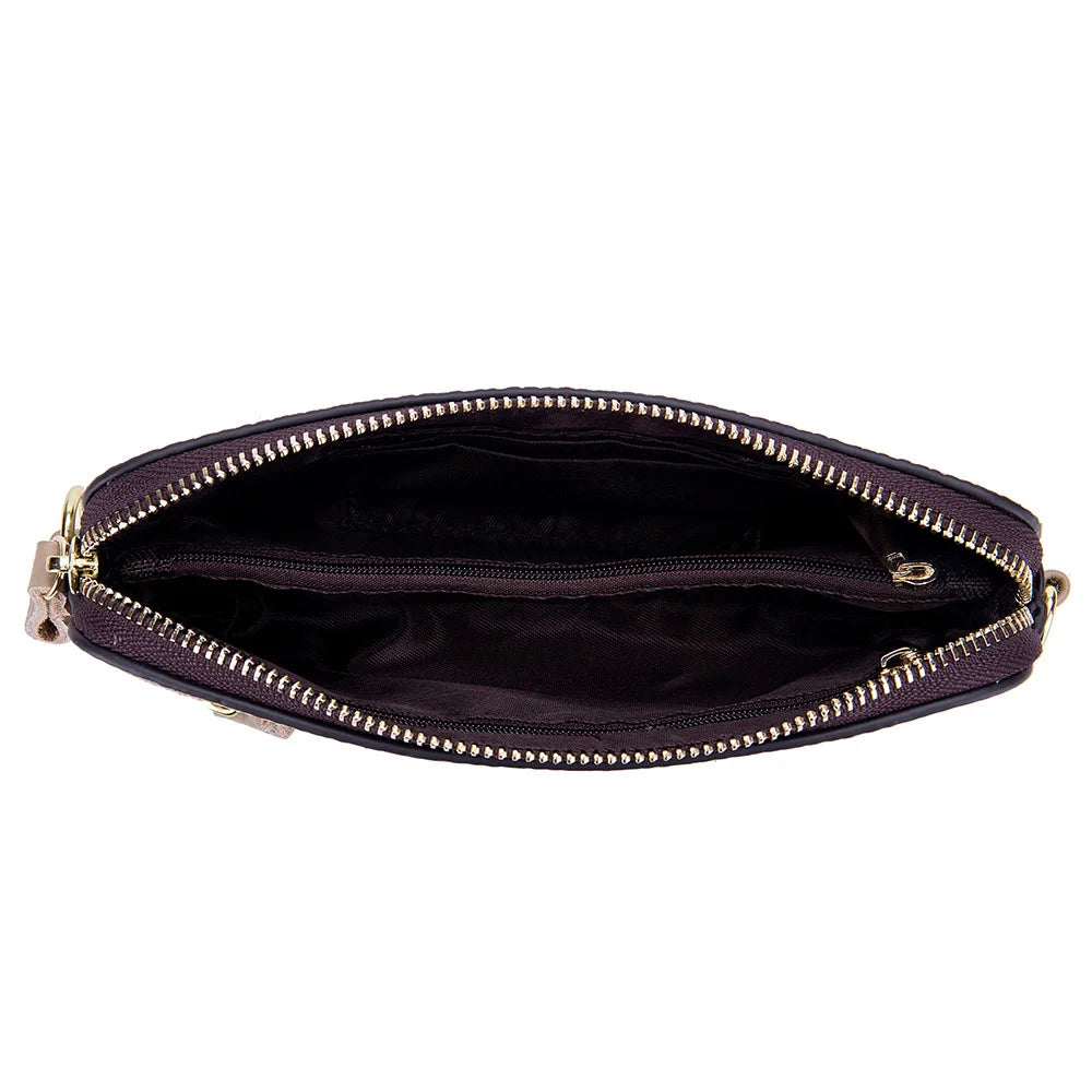 High Full Grain Cowhide Leather Large Capacity Wristlet Phone Case