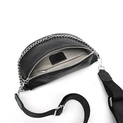 Leather Chest Pack Chain Crossbody Bag Real Cowhide Waist Bag