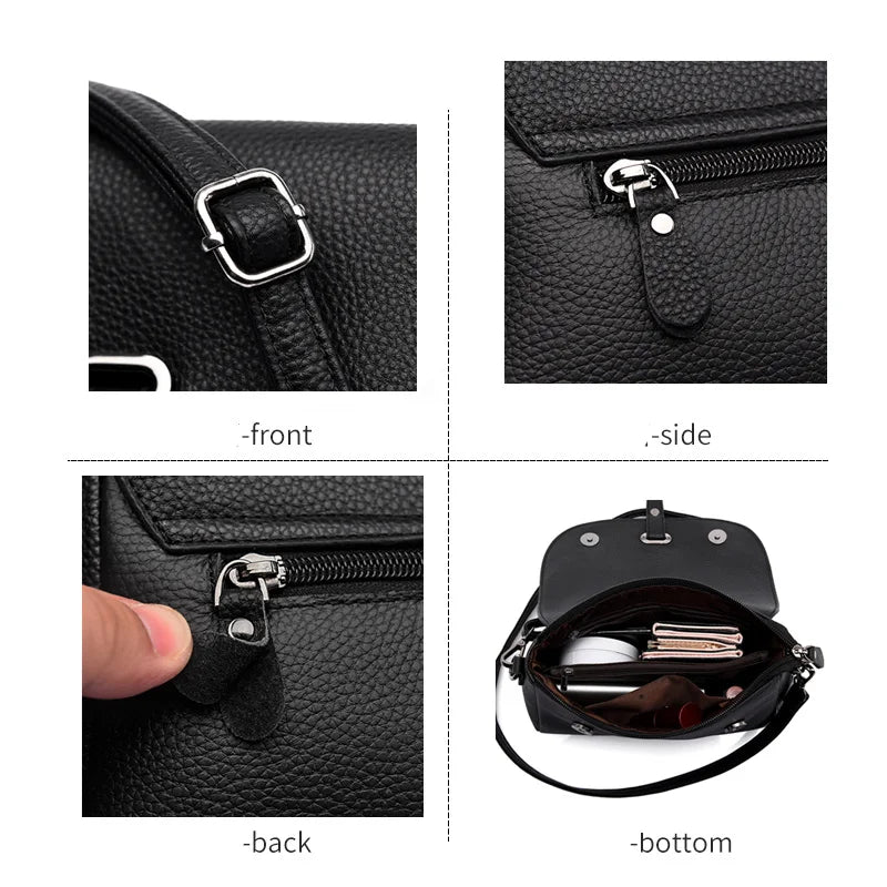 High Leather Handbags Women's Bags Female Crossbody Bag Natural Cowskin