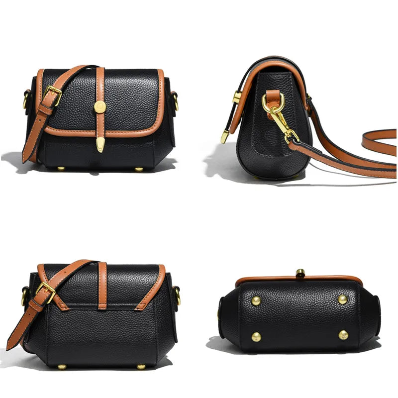 Leather Shoulder Crossbody Bag Women Solid Cow Leather Handbag
