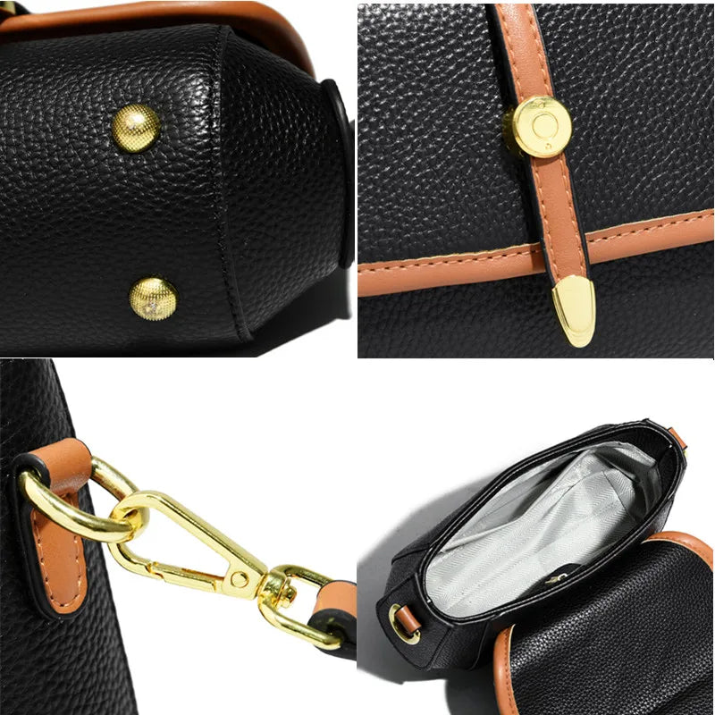 Leather Shoulder Crossbody Bag Women Solid Cow Leather Handbag