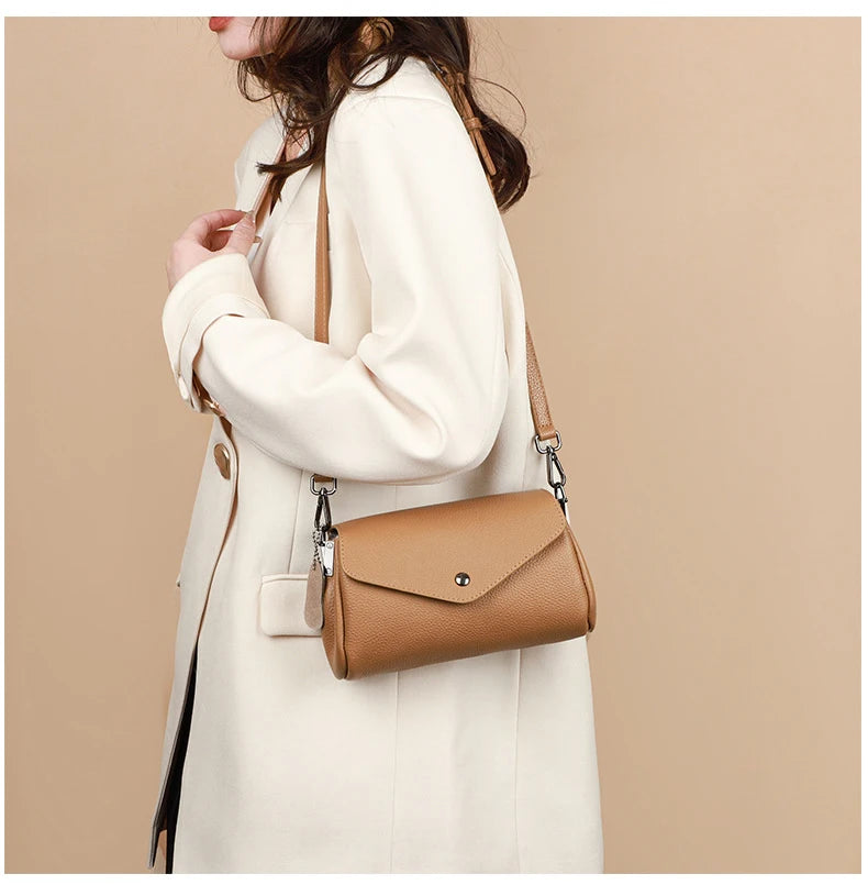 Vintage Cowhide Crossbody Bag for Women