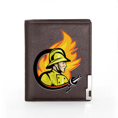 Firefighter Leather Wallet Slim Credit Card/ID Holders Short Purses
