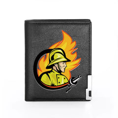 Firefighter Leather Wallet Slim Credit Card/ID Holders Short Purses